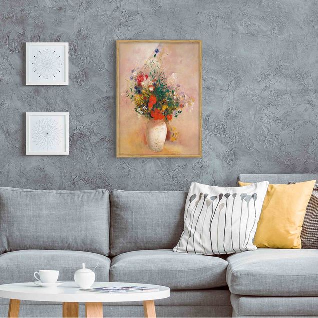 Konstutskrifter Odilon Redon - Vase With Flowers (Rose-Colored Background)