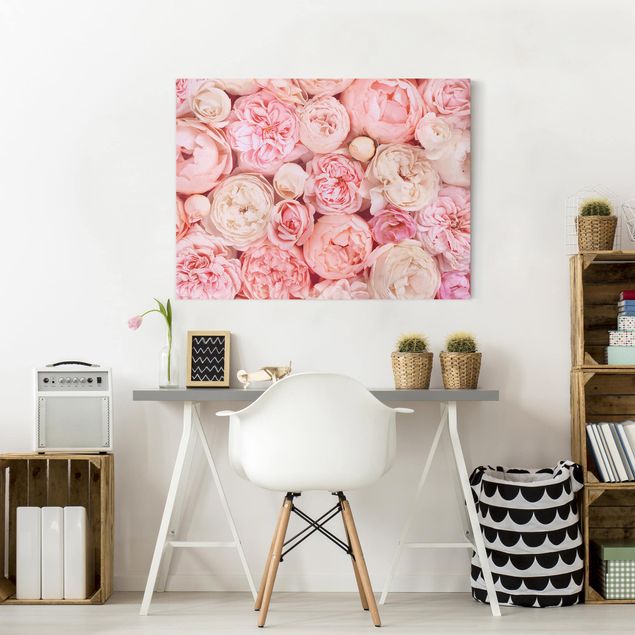 Canvastavlor blommor  Roses Rosé Coral Shabby