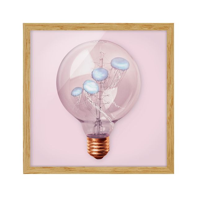Tavlor konstutskrifter Light Bulb With Jellyfish