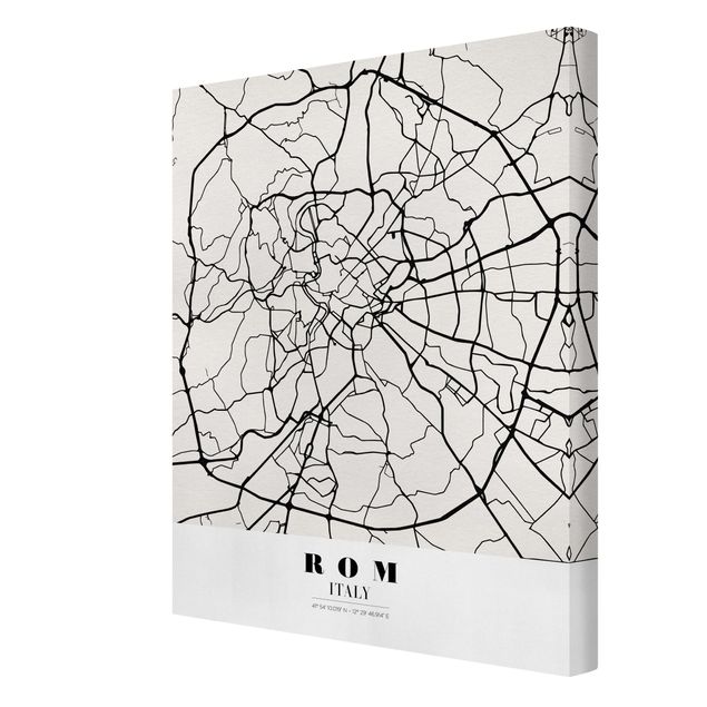 Tavlor svart och vitt Rome City Map - Classical