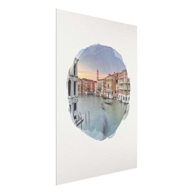 Glastavlor arkitektur och skyline WaterColours - Grand Canal View From The Rialto Bridge Venice