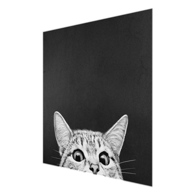 Glastavlor djur Illustration Cat Black And White Drawing