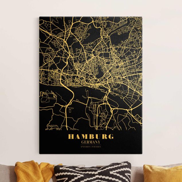 Kök dekoration Hamburg City Map - Classic Black
