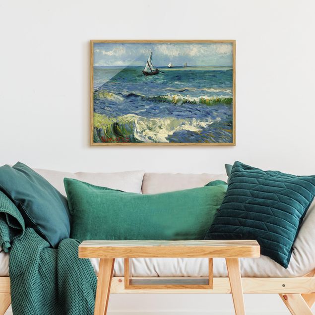 Tavlor med ram konstutskrifter Vincent Van Gogh - Seascape Near Les Saintes-Maries-De-La-Mer