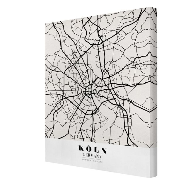 Tavlor svart och vitt Cologne City Map - Classic