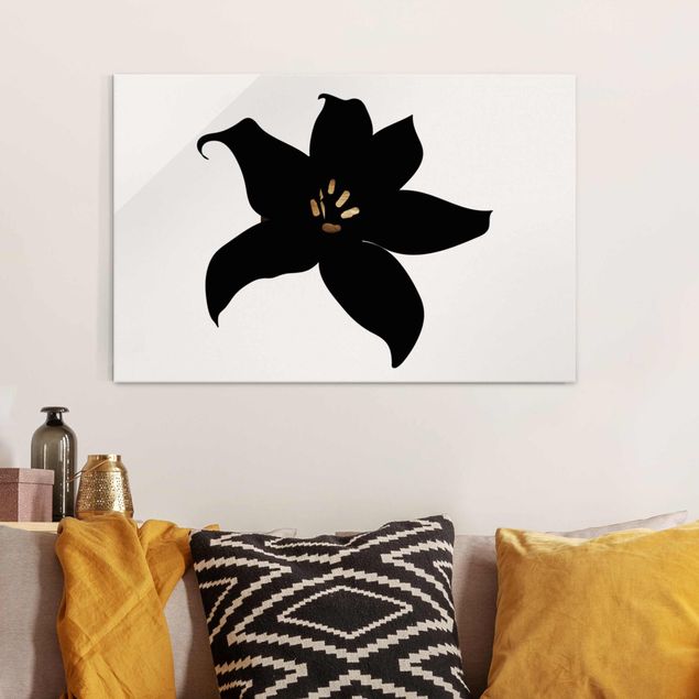Glastavlor orkidéer Graphical Plant World - Orchid Black And Gold