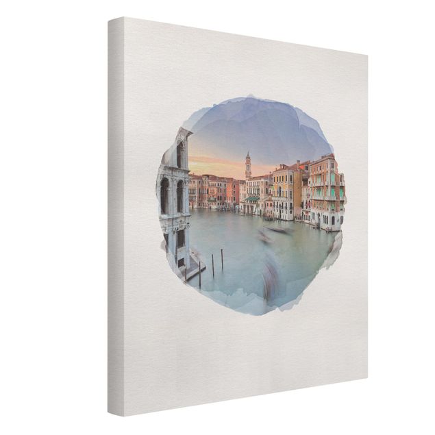 Canvastavlor Arkitektur och Skyline WaterColours - Grand Canal View From The Rialto Bridge Venice