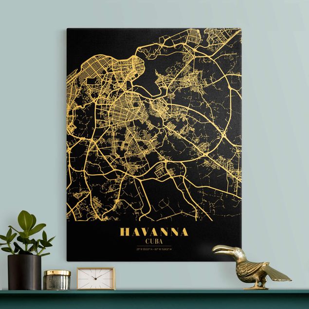 Tavlor världskartor Havana City Map - Classic Black