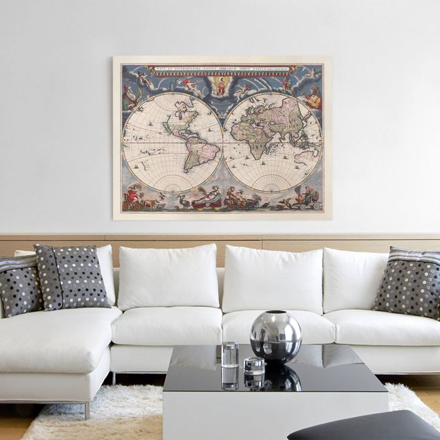 Canvastavlor världskartor Historic World Map Nova Et Accuratissima Of 1664
