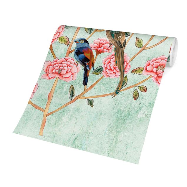 Tapeter modernt Chinoiserie Collage In Mint