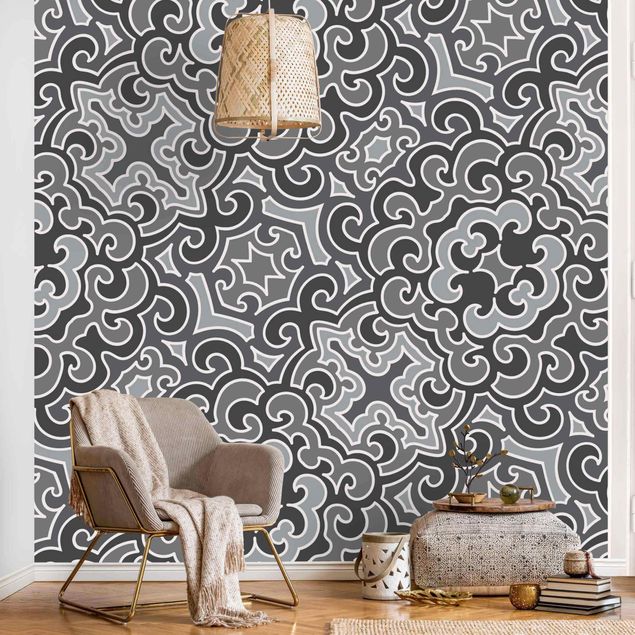 Tapeter modernt Chinoiserie Pattern In Grey