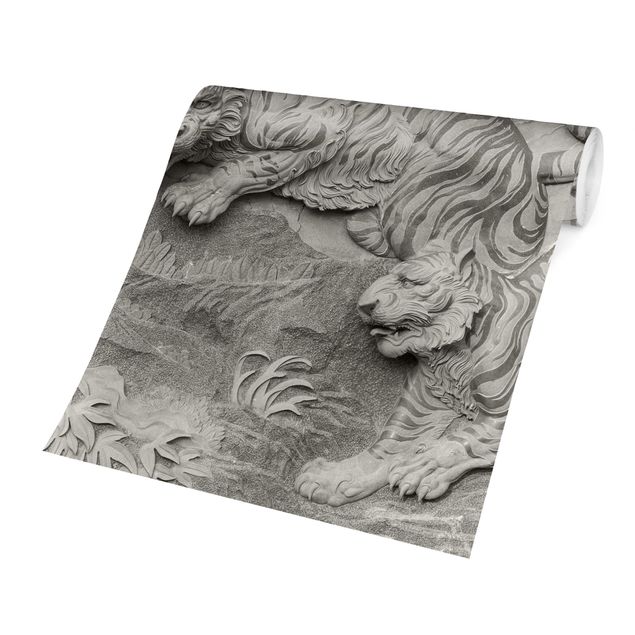 Tapeter modernt Chinoiserie Tiger In Stone Look