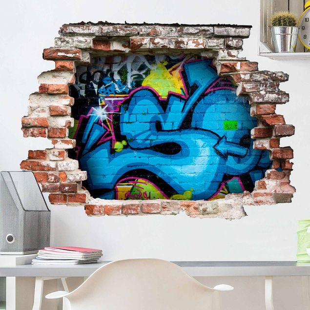 Autocolantes de parede imitação de pedra Colours of Graffiti