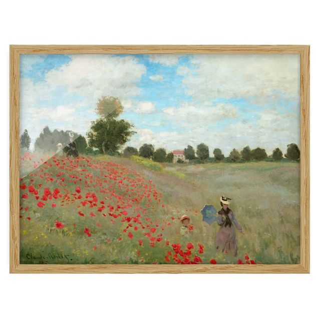 Tavlor med ram konstutskrifter Claude Monet - Poppy Field Near Argenteuil