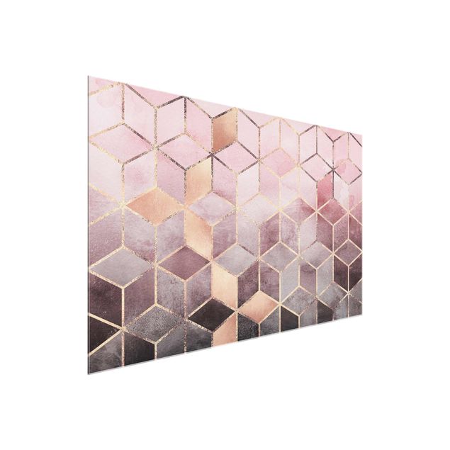 Tavlor konstutskrifter Pink Grey Golden Geometry