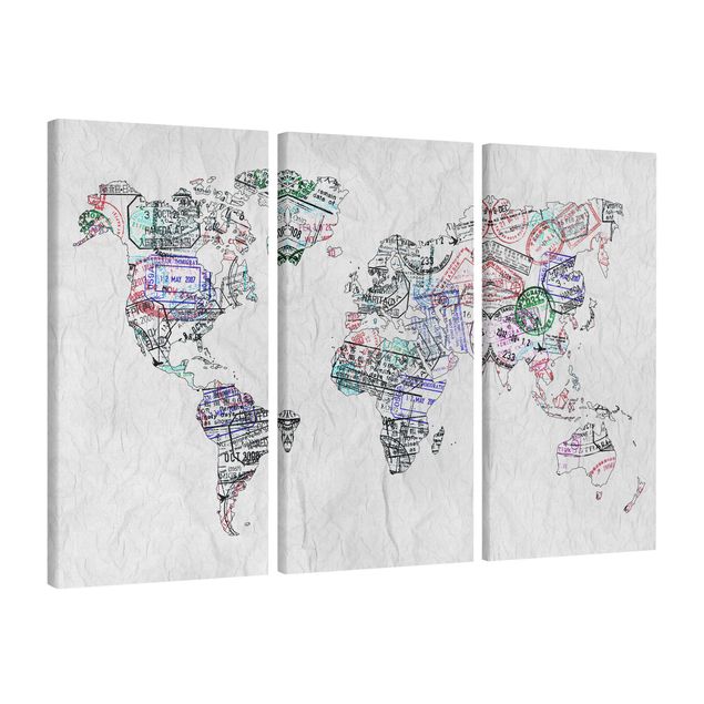 Canvastavlor världskartor Passport Stamp World Map
