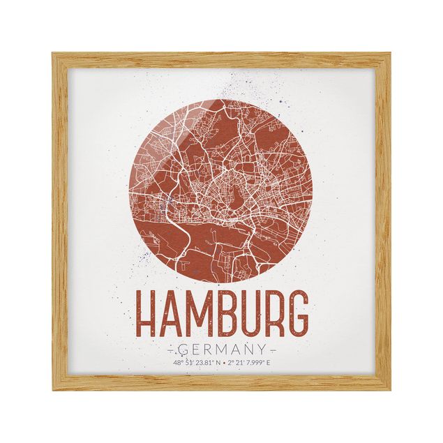 Tavlor arkitektur och skyline Hamburg City Map - Retro