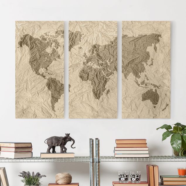 Kök dekoration Paper World Map Beige Brown