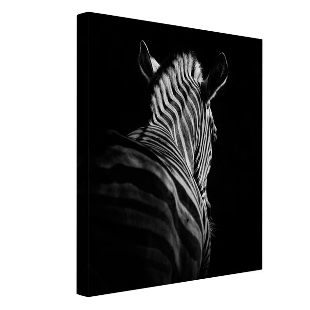 Canvastavlor svart och vitt Dark Zebra Silhouette