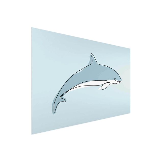 Glastavlor djur Dolphin Line Art