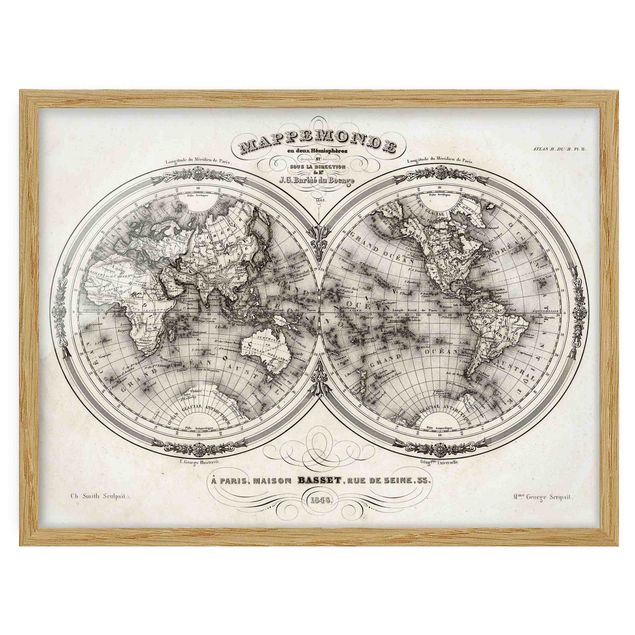 Tavlor med ram vintage World Map - French Map Of The Cap Region Of 1848
