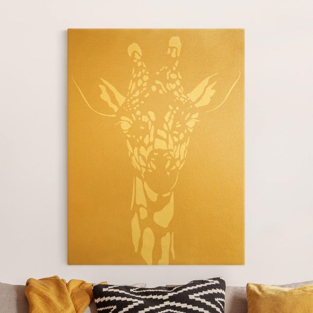 Canvastavlor giraffer Safari Animals - Portrait Giraffe Beige