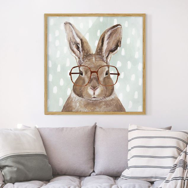 Tavlor med ram djur Animals With Glasses - Rabbit