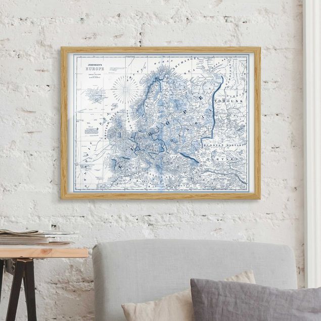 Kök dekoration Map In Blue Tones - Europe