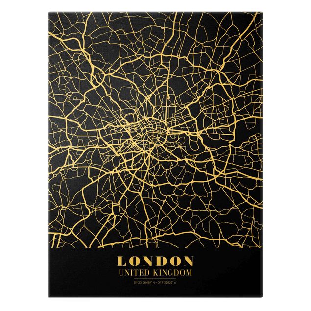 Tavlor svart London City Map - Classic Black