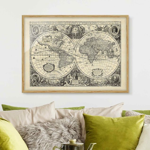 Kök dekoration Vintage World Map Antique Illustration