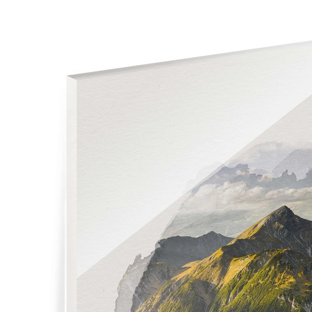 Tavlor natur WaterColours - Mountains And Valley Of The Lechtal Alps In Tirol