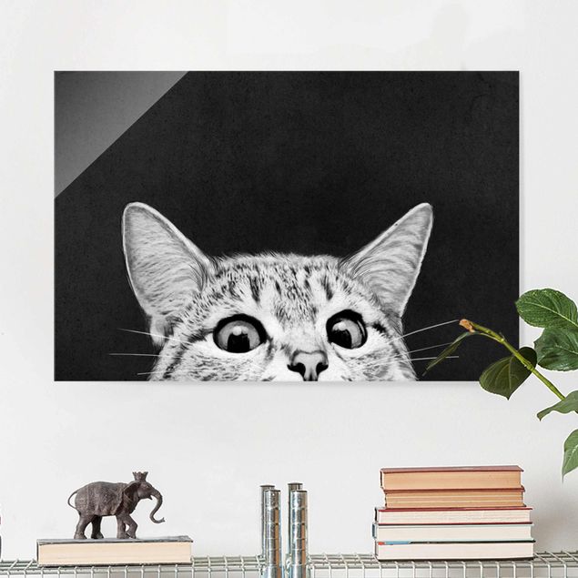 Tavlor svart och vitt Illustration Cat Black And White Drawing