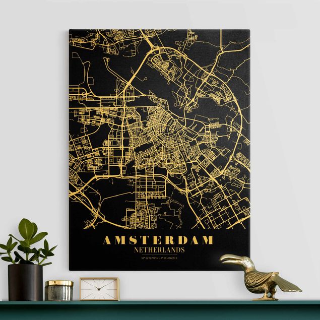 Kök dekoration Amsterdam City Map - Classic Black