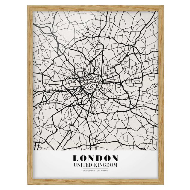 Tavlor med ram världskartor London City Map - Classic