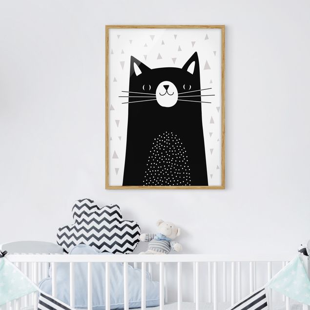 Tavlor med ram svart och vitt Zoo With Patterns - Cat