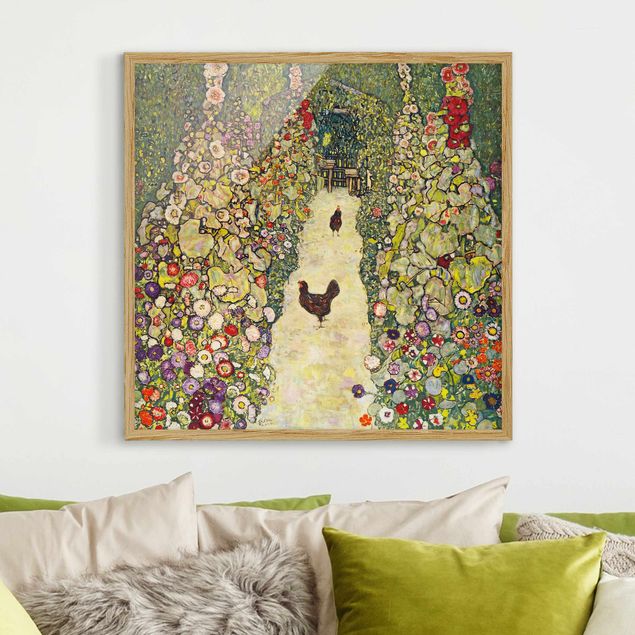 Konststilar Art Deco Gustav Klimt - Garden Path with Hens