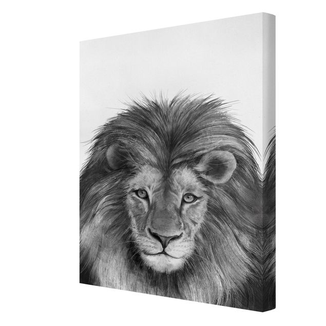 Canvastavlor konstutskrifter Illustration Lion Monochrome Painting