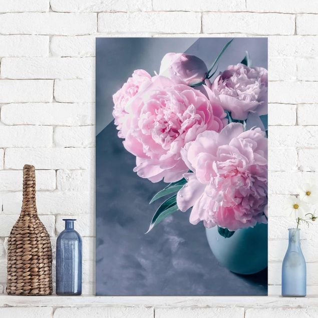 Glas Magnetboard Vase With Light Pink Peony Shabby