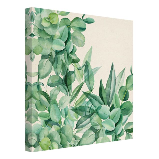Canvastavlor Thicket Eucalytus Leaves Watercolour