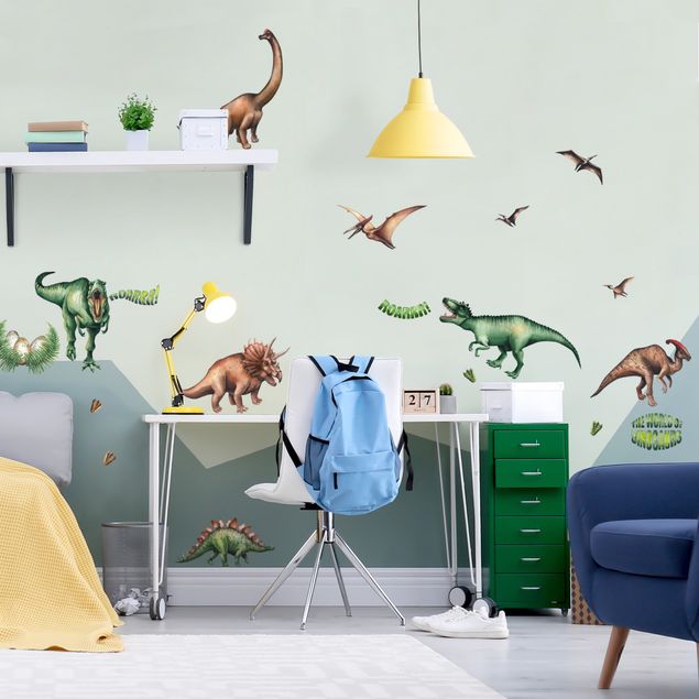 autocolantes decorativos parede The world of dinosaurs