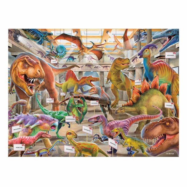 Tavlor färgglada Dinosaurs In The Museum Of Natural History