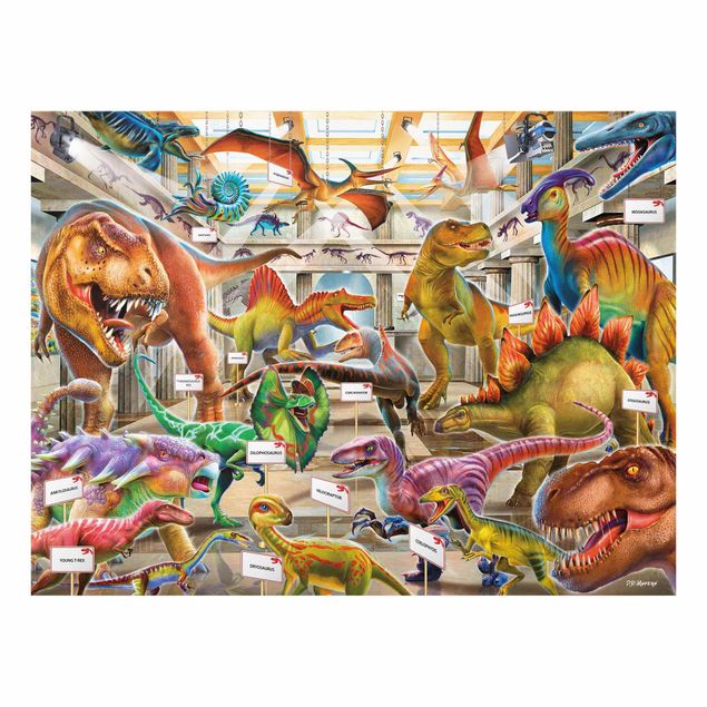 Tavlor färgglada Dinosaurs In The Museum Of Natural History