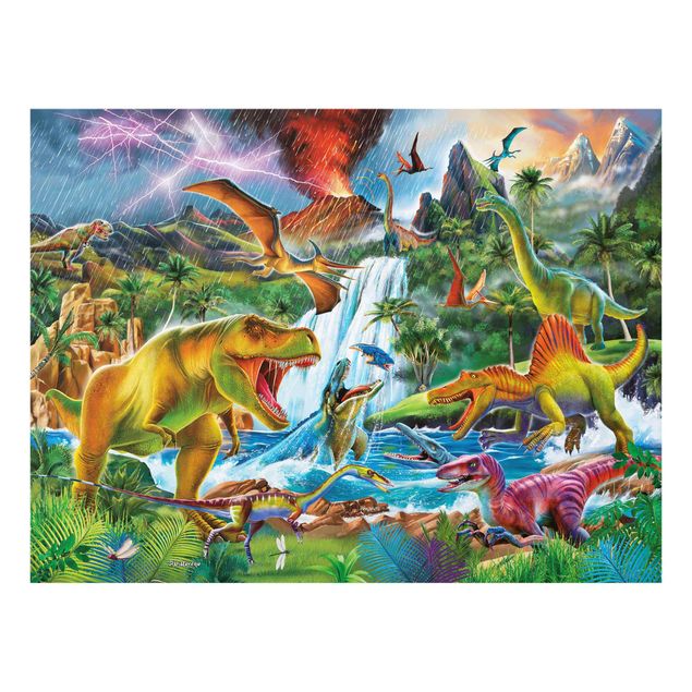 Tavlor djur Dinosaurs In A Prehistoric Storm