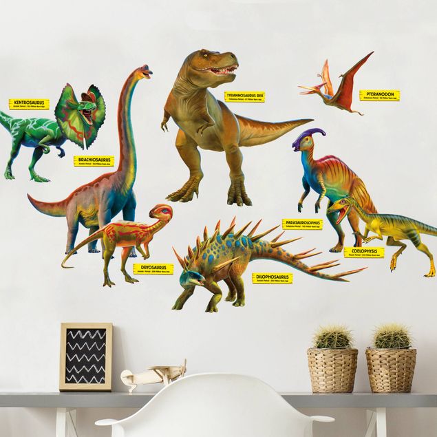 Autocolantes de parede dinossauros Dinosaur set with name badges