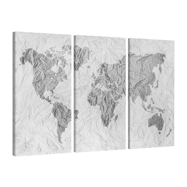Canvastavlor Arkitektur och Skyline Paper World Map White Grey