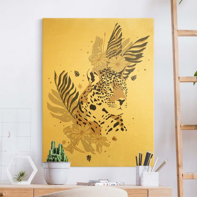 Canvastavlor djur Safari Animals - Portrait Leopard