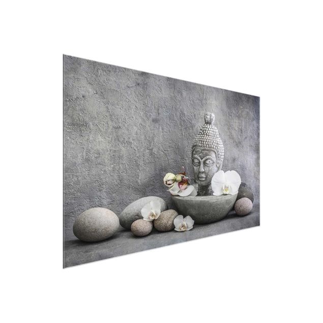 Glastavlor andlig Zen Buddha, Orchid And Stone