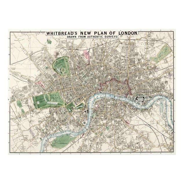 Glastavlor arkitektur och skyline Vintage Map London