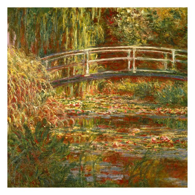 Tapeter modernt Claude Monet - Waterlily Pond And Japanese Bridge (Harmony In Pink)