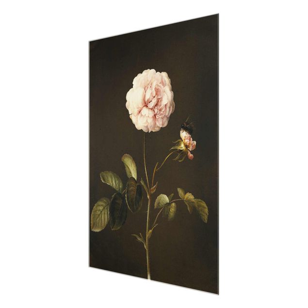 Glastavlor blommor  Barbara Regina Dietzsch - French Rose With Bumblbee